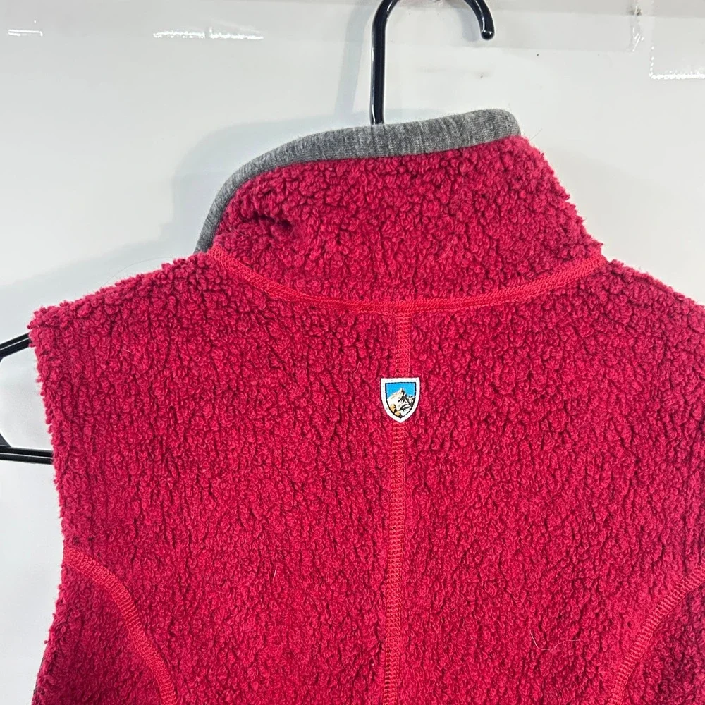 Kuhl Kozet Wool Blend Fleece Vest XS Red Gray Full Zip Hiking Gorpcore Outdoor